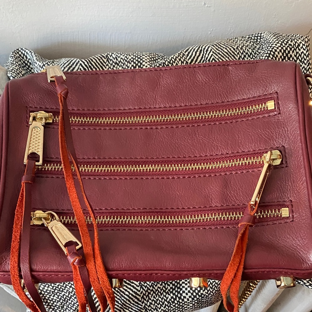 Rebecca Minkoff 5 Zip Crossbody Burgundy w/ gold hardware